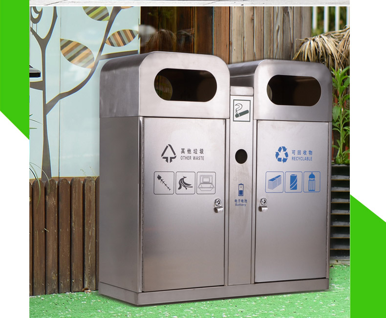 Caixotes de lixo de aço inoxidável para jardim público